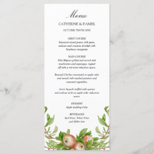 watercolor apples wedding menu