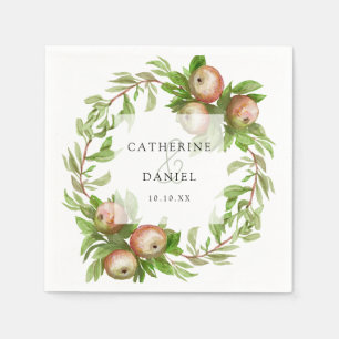 watercolor apples wedding napkin