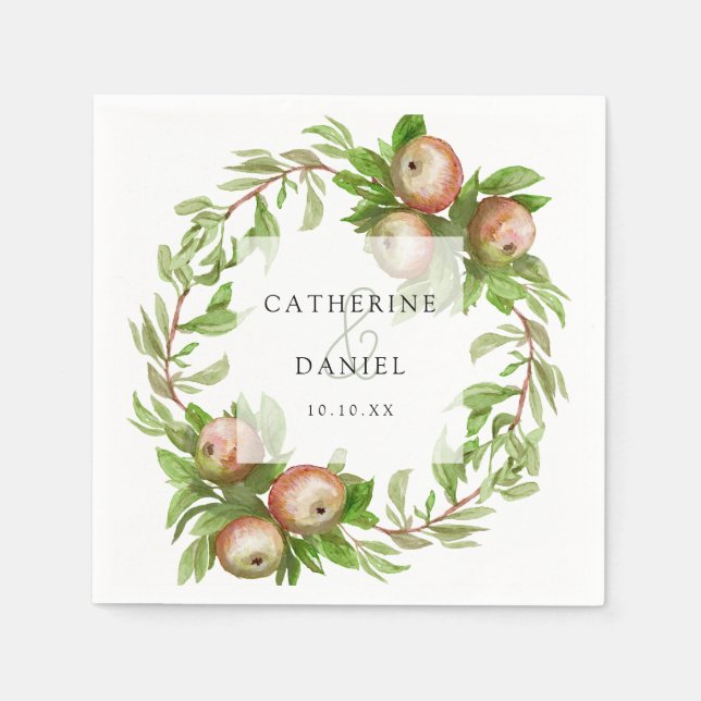 watercolor apples wedding napkin (Front)