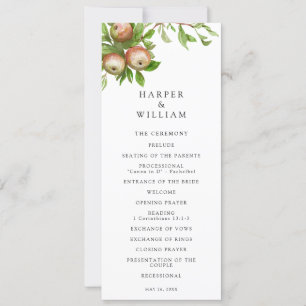 Watercolor apples wedding program