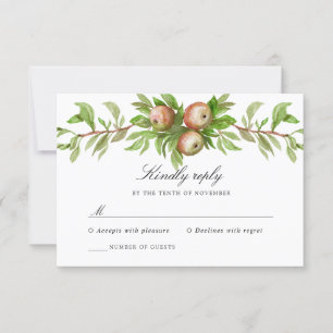 watercolor apples wedding response card
