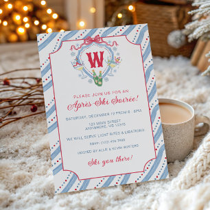 Watercolor Apres-Ski Monogram Crest Party Invitation