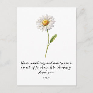 WATERCOLOR APRIL DAISY BIRTH FLOWER POSTCARD