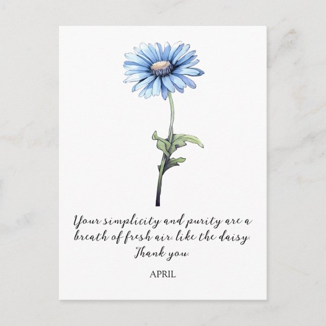 WATERCOLOR APRIL DAISY BIRTH FLOWER POSTCARD (Front)