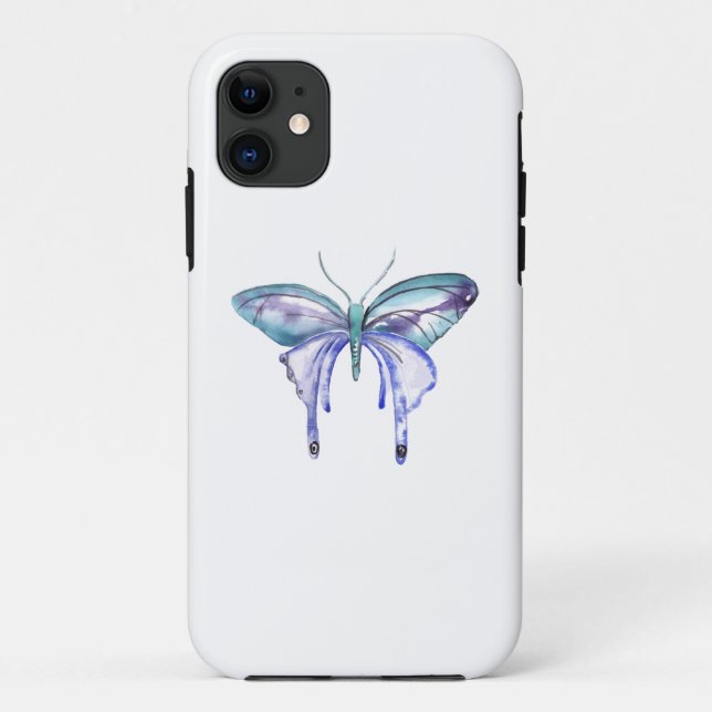watercolor aqua blue purple butterfly Case-Mate iPhone case (Back)