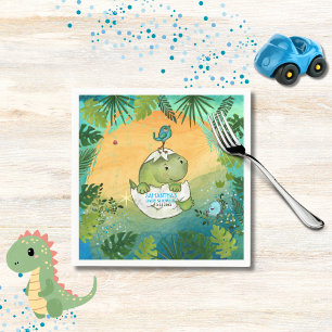 Watercolor Aqua Green Dinosaur Party  Napkin