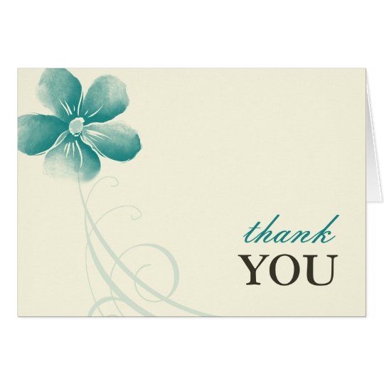 Watercolor Aqua Thank You Note Cards