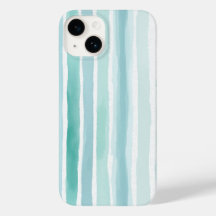 Watercolor Aqua Vertical Stripe Pattern Coastal 