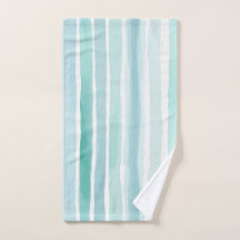 Watercolor Aqua Vertical Stripe Pattern Coastal 
