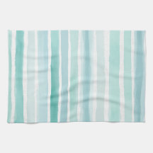 Watercolor Aqua Vertical Stripe Pattern Coastal 
