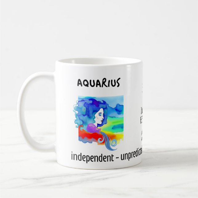 watercolor Aquarius zodiac sign & characteristics Coffee Mug (Left)