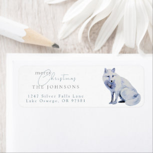 Watercolor Arctic Fox Christmas Return Address