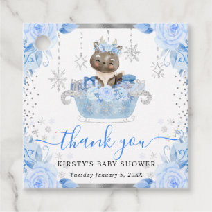Watercolor Arctic Reindeer Floral Baby Shower Favour Tags