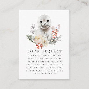 Watercolor Arctic Seal Baby Shower Book Request Enclosure Card