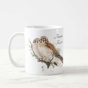 Watercolor Art  Birding Kestrel Couple Coffee Mug