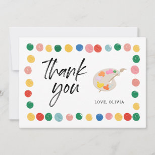 Watercolor Art Birthday Party Thank You Cards