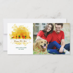 Watercolor Art Christmas Village Photo Card