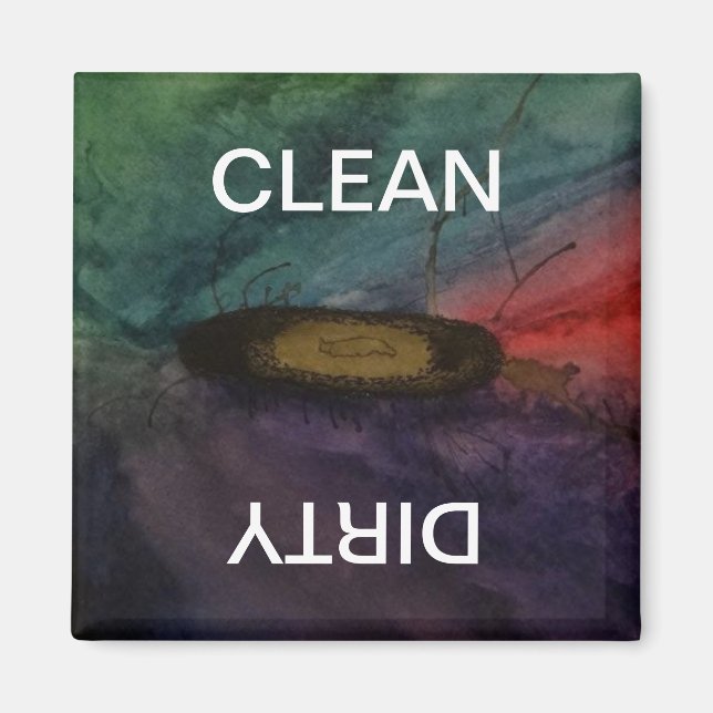 Watercolor Art Clean Dirty Dishwasher Magnet (Front)