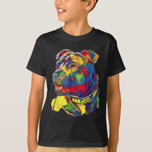 Watercolor Art Colourful American Staffordshire Bu T-Shirt