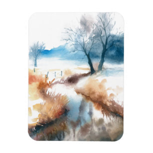 Watercolor art countryside magnet