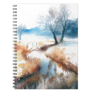 Watercolor art countryside notebook