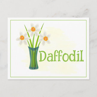 Watercolor Art Daffodil Flower March Birthday Postcard