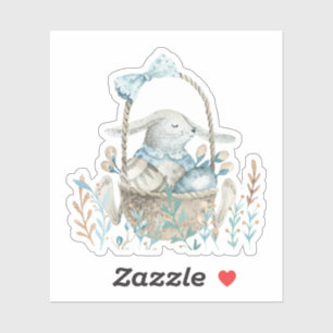 Watercolor Art Easter Bunny and Basket