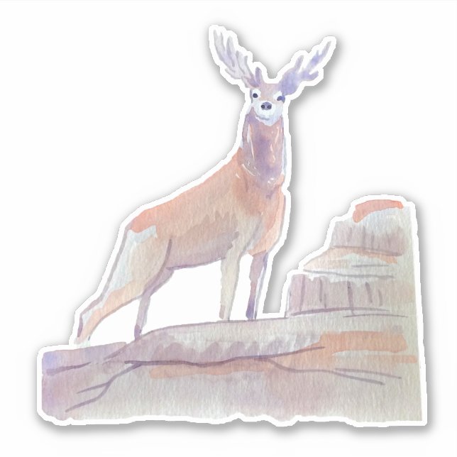 Watercolor Art Forest Animal Red Deer (Front)