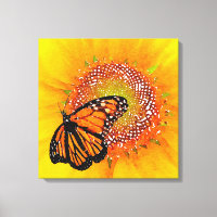 Watercolor Art Monarch Butterfly on Sunflower