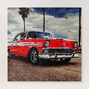 Watercolor art of 1956 Chevrolet Bel Air Jigsaw Puzzle