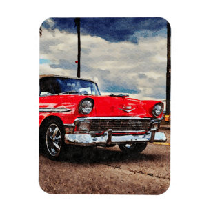 Watercolor art of 1956 Chevrolet Bel Air Magnet