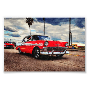 Watercolor art of 1956 Chevrolet Bel Air Photo Print