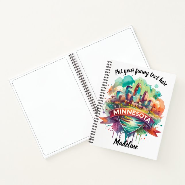 Watercolor art of Minnesota's skyline Notebook (Inside)