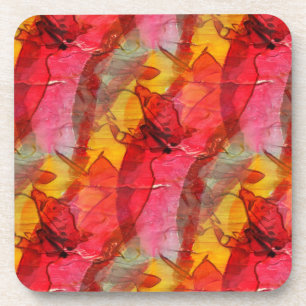 Watercolor art red yellow coaster