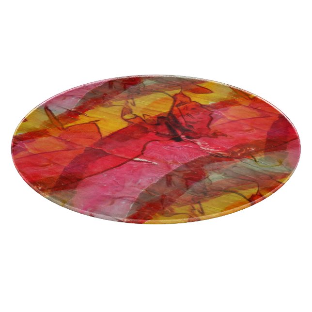 Watercolor art red yellow cutting board (Corner)
