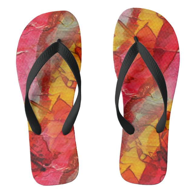 Watercolor art red yellow flip flops (Footbed)