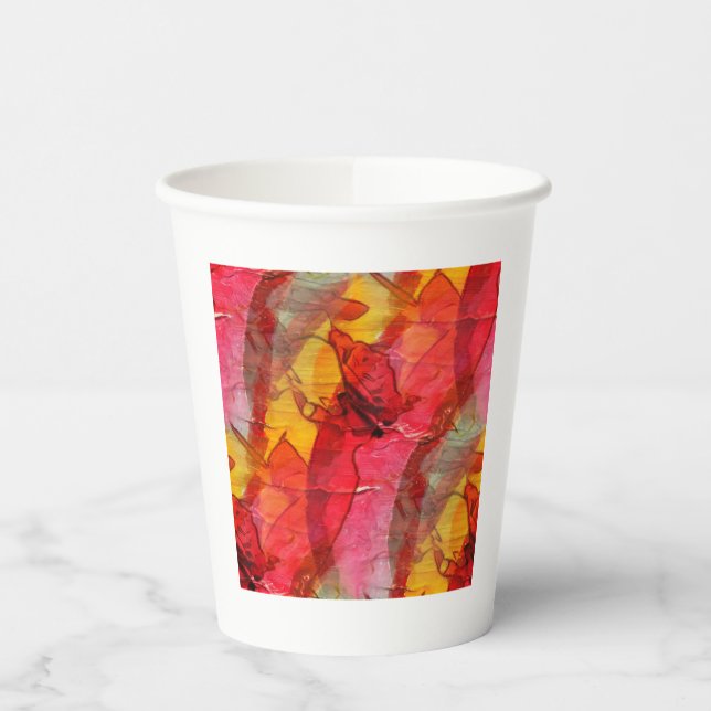 Watercolor art red yellow paper cups (Left)