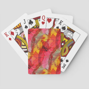 Watercolor art red yellow playing cards