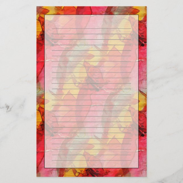 Watercolor art red yellow stationery (Front)