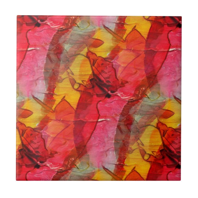 Watercolor art red yellow tile (Front)