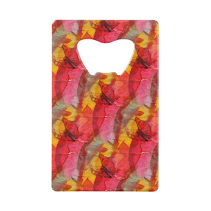 Watercolor art red yellow wallet bottle opener