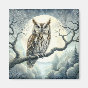 Watercolor Art Screech Owl Magnet