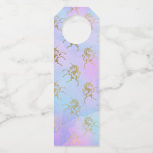 Watercolor Art Soft Colours Golden Unicorn Fantasy Bottle Tag