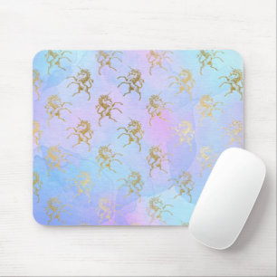 Watercolor Art Soft Colours Golden Unicorn Fantasy Mouse Pad