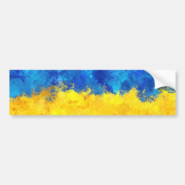 Watercolor art Ukrainian flag  Bumper Sticker (Front)