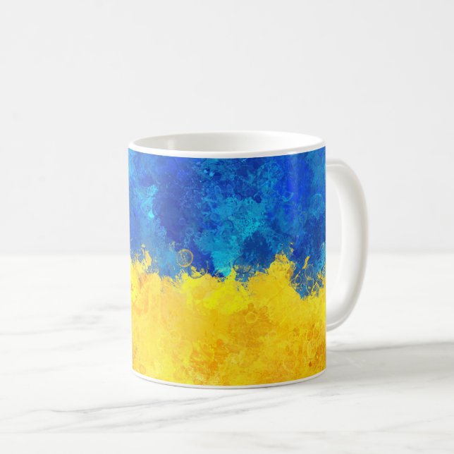 Watercolor art Ukrainian flag Coffee Mug (Front Right)