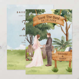 Watercolor art wedding  save the date