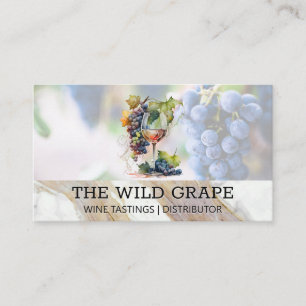 Watercolor Art Wine Glass and Grapes Business Card