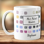Watercolor Artist Name Monogram Not Paint Water Coffee Mug<br><div class="desc">This mug is decorated with a watercolor pattern of colour samples in soft muted shades of purple, grey ochre and green. The words Not Paint Water are added and a Paint Water version is also in my store. Perfect for an artist or someone who enjoys painting. Personalize it with your...</div>