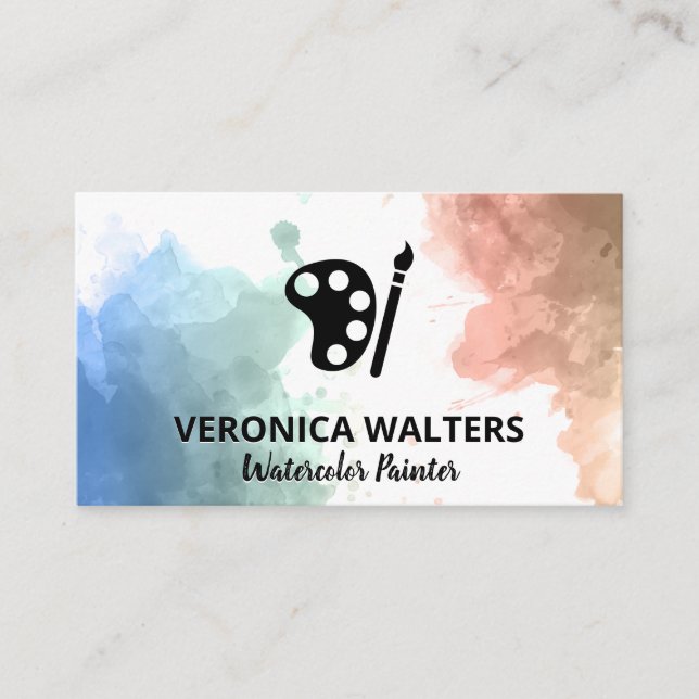 Watercolor | Artist Paint Colour Palette and Brush Loyalty Card (Front)